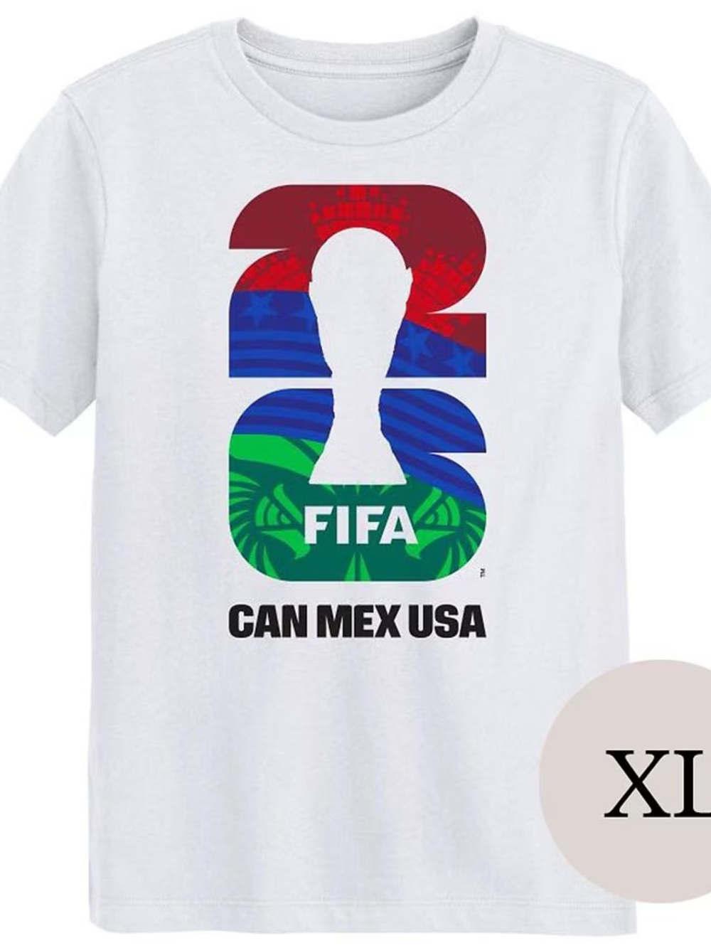 FIFA WORLD CUP 2026 CAN MEX USA White Adult XL Graphic T-Shirt New